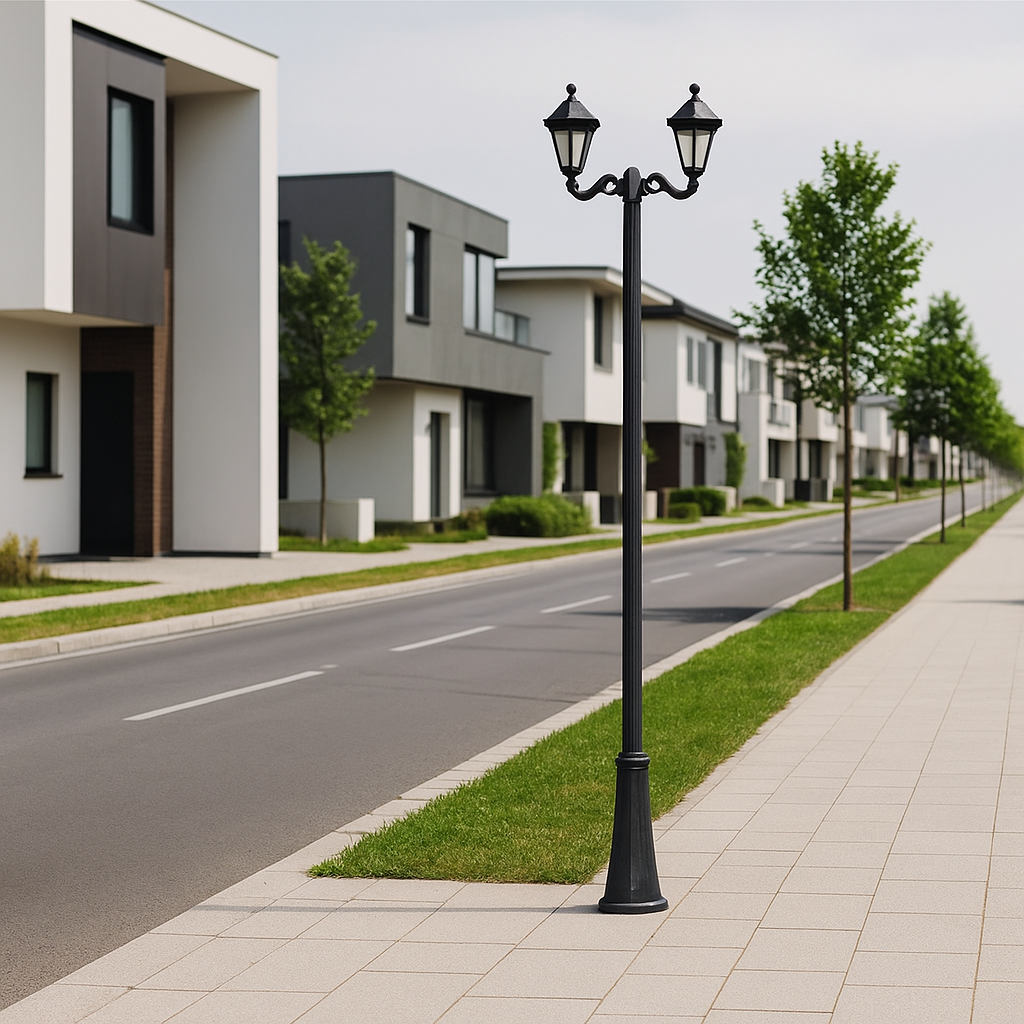 3m street lighting pole with Adam 2L system and Fumagalli Noemi lanterns