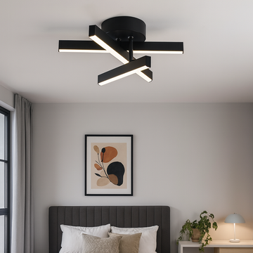 Modern Black LED Ceiling Light 24W, 3 Types of Light 