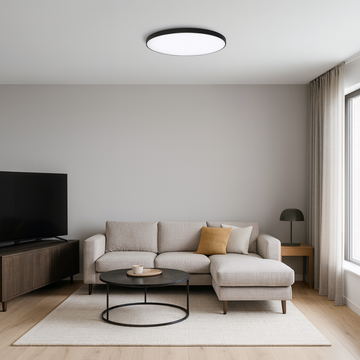 Ceiling light LED Black Slim FSL IP44 18W 6500K D27cm Thickness 5cm