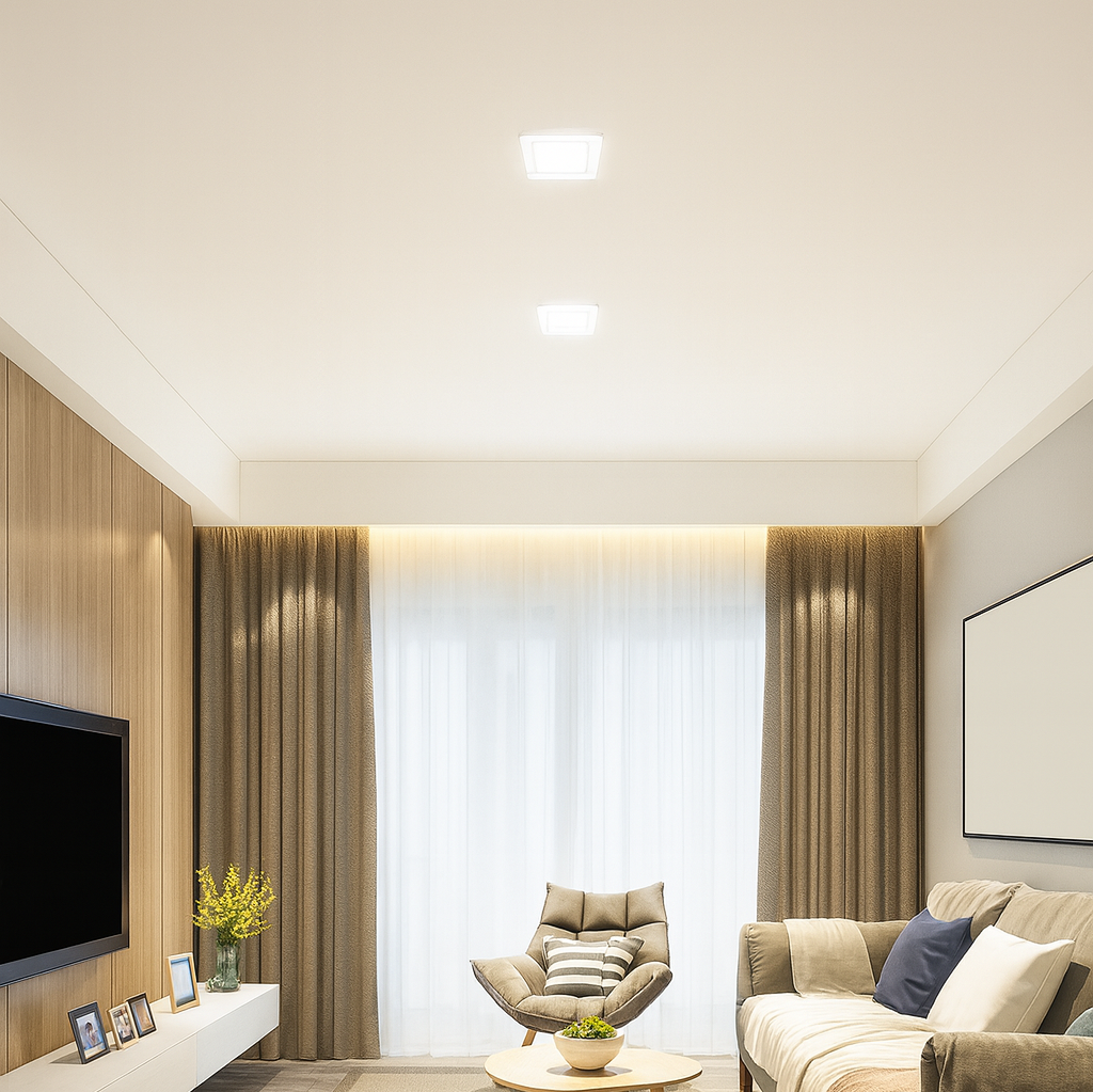 Slim LED spot square 166x166mm, 12W=75W, 2700K, warm light