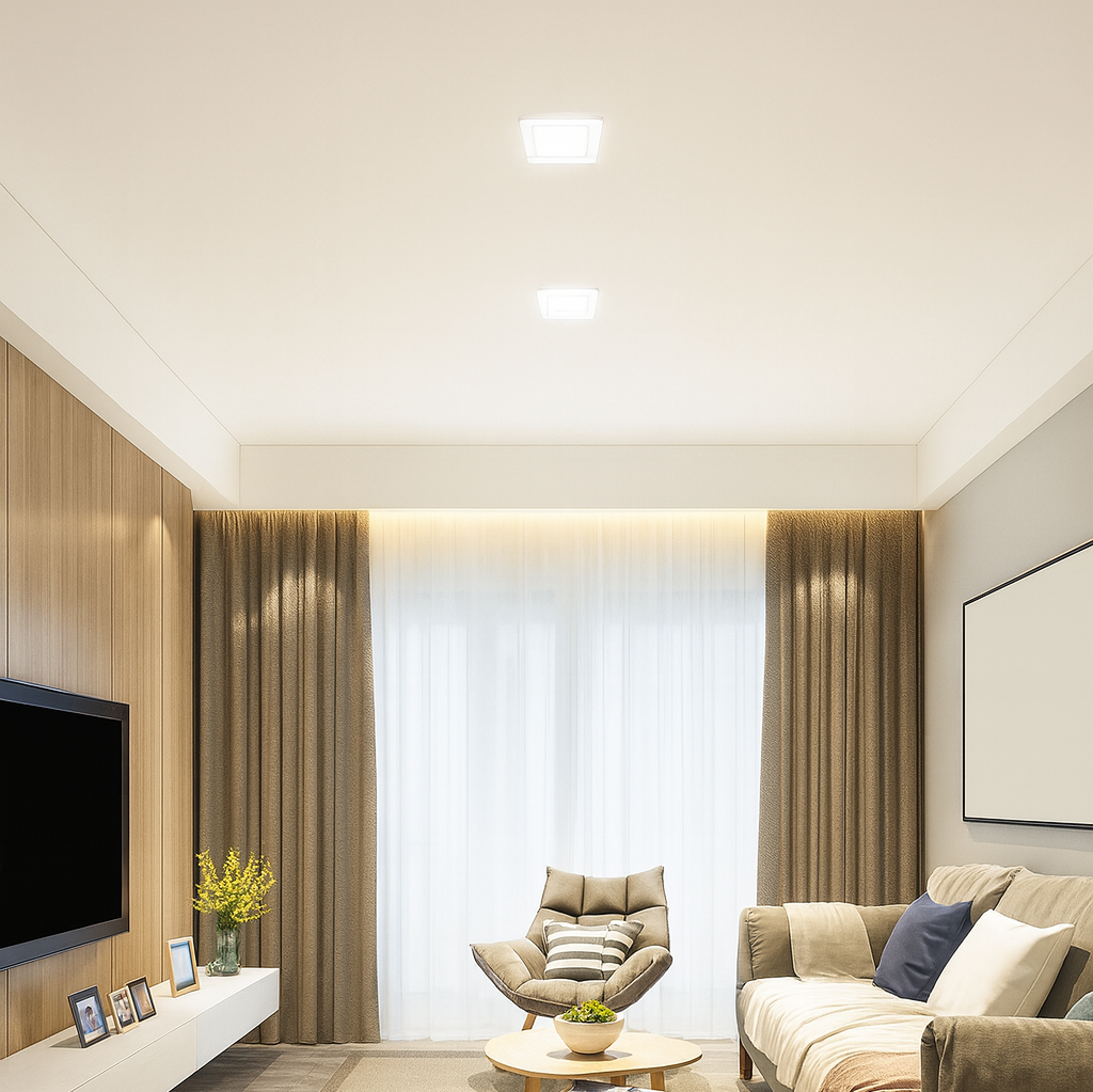 Frameless LED spotlight Luna, 120x120mm, 14W=130W, 6000K, cold light