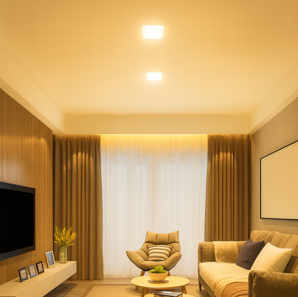 Slim Square LED Spot 120x120mm, 6W=40W, 2700K, warm light