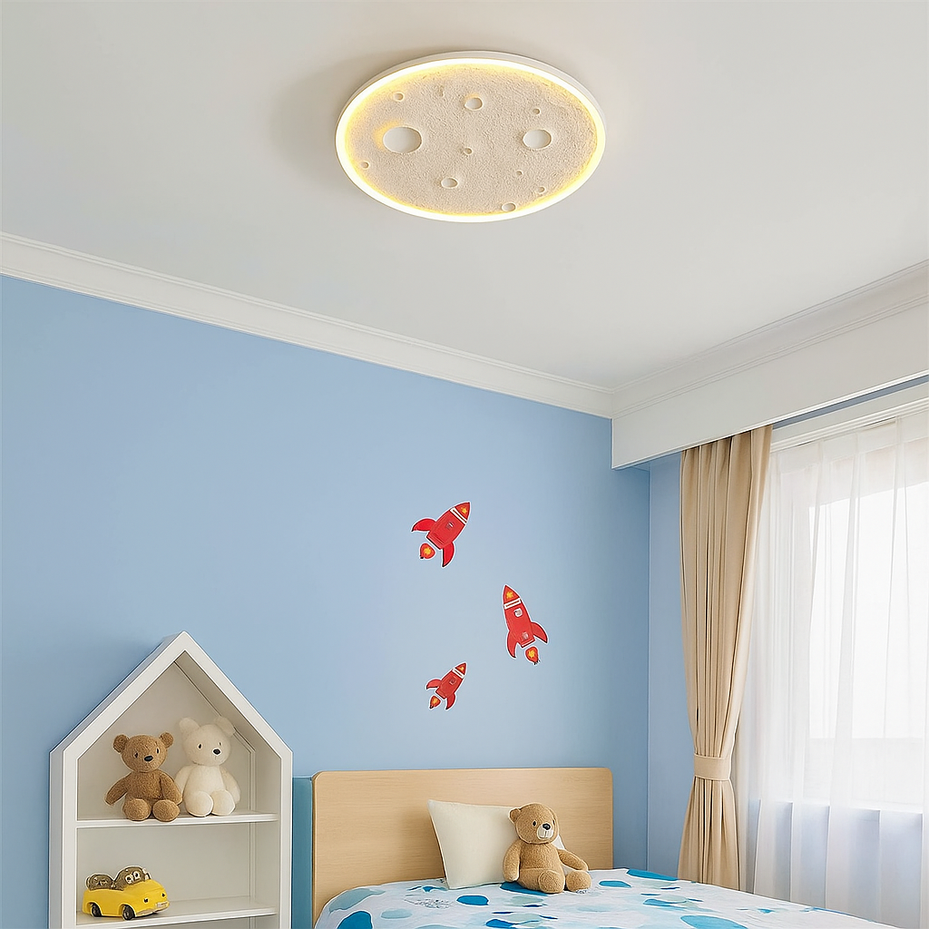 LED Ceiling Light D40cm Moon Shape with RGB, Remote Control, Light/Cold/Warm/Neutral, Adjustable Intensity