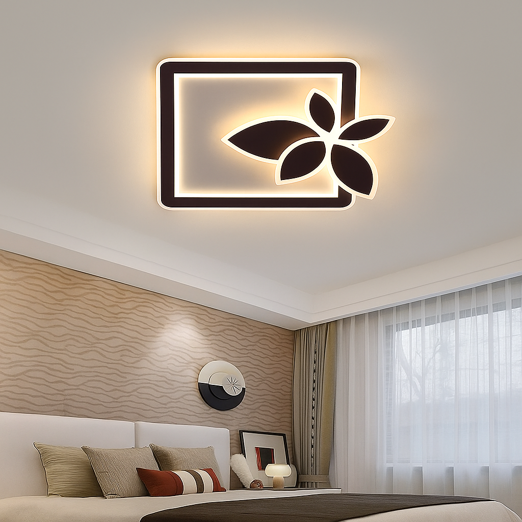 Lustra LED Patrat si Leaf cu Telecomanda wifi 52cm 2.4G lumina/rece/calda/neutra intensitate reglabila