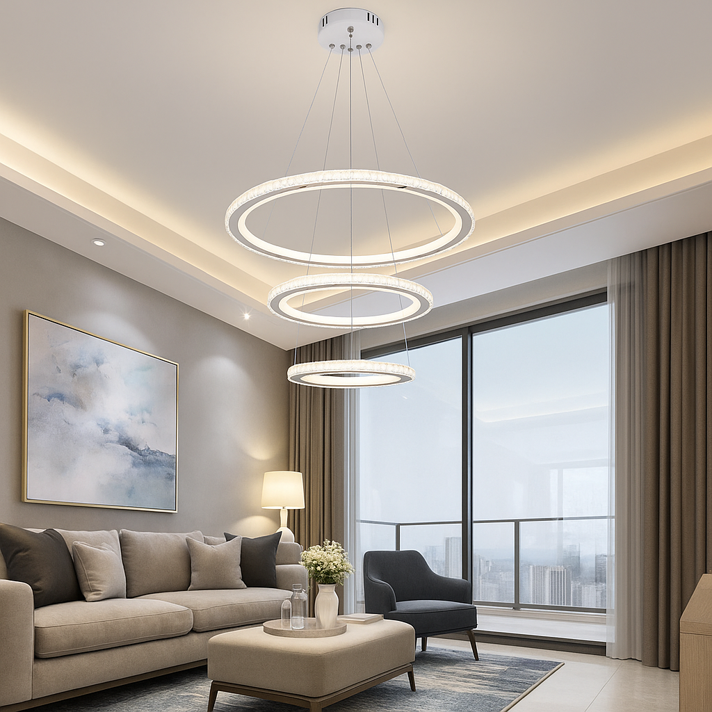 Lustra LED Cristal Telecomanda wifi 2.4G lumina/rece/calda/neutra intensitate reglabila