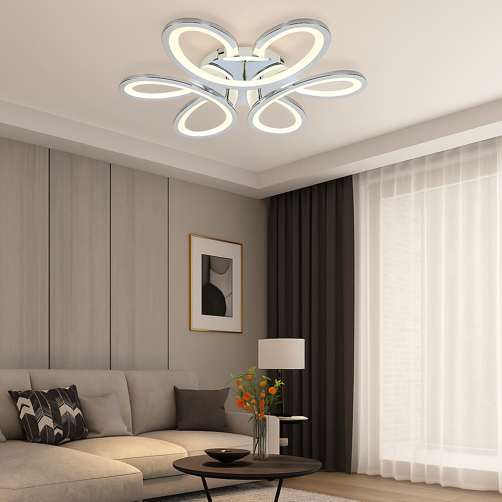 Lustra LED Fluture crom cu Telecomanda wifi 2.4G cu lumina/rece/calda/neutra intensitate reglabila
