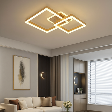 Lustra LED Auriu Patrate cu Telecomanda wifi 2.4G lumina/rece/calda/neutra intensitate reglabila