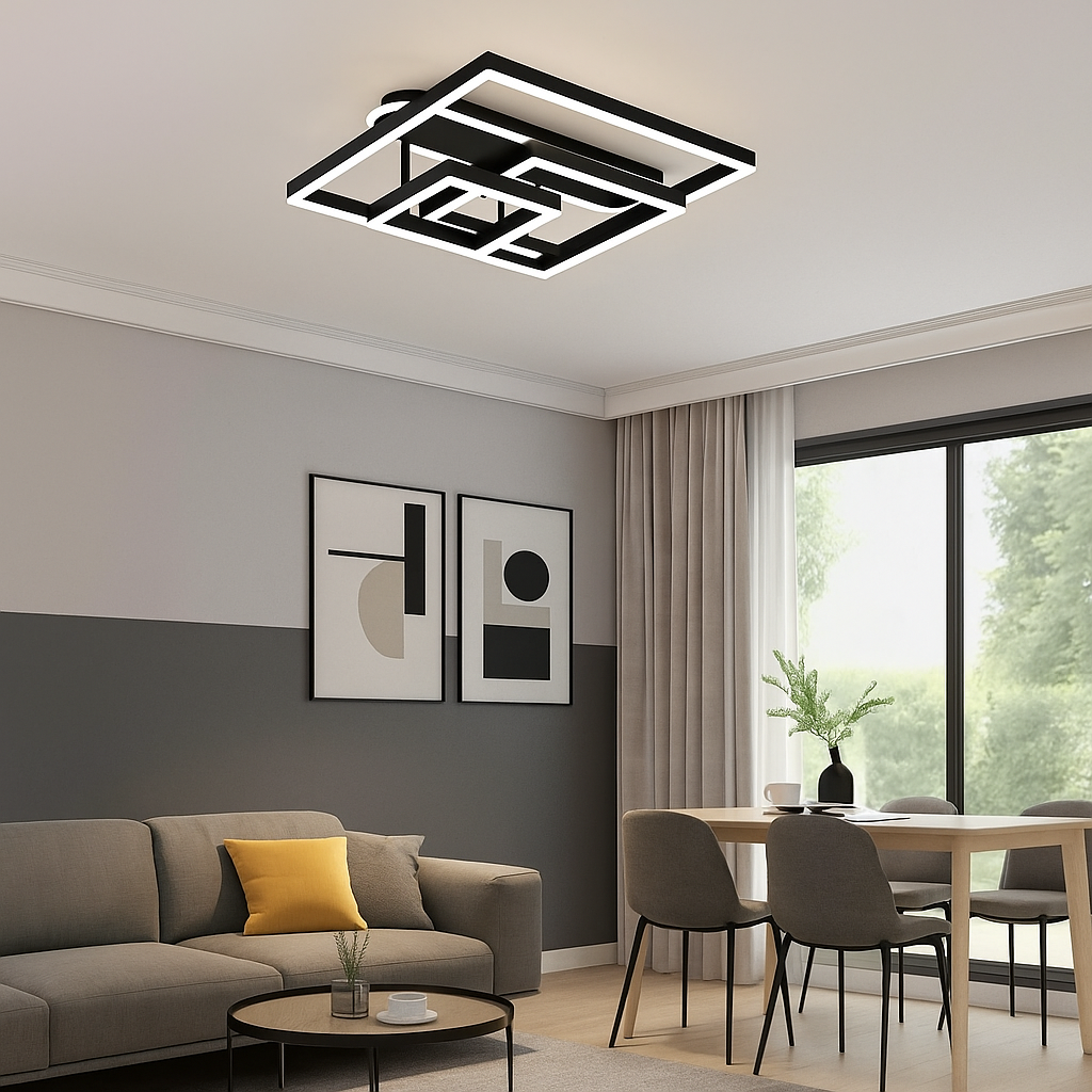 Lustra LED Black cu Telecomanda wifi 2.4G lumina/rece/calda/neutra intensitate reglabila