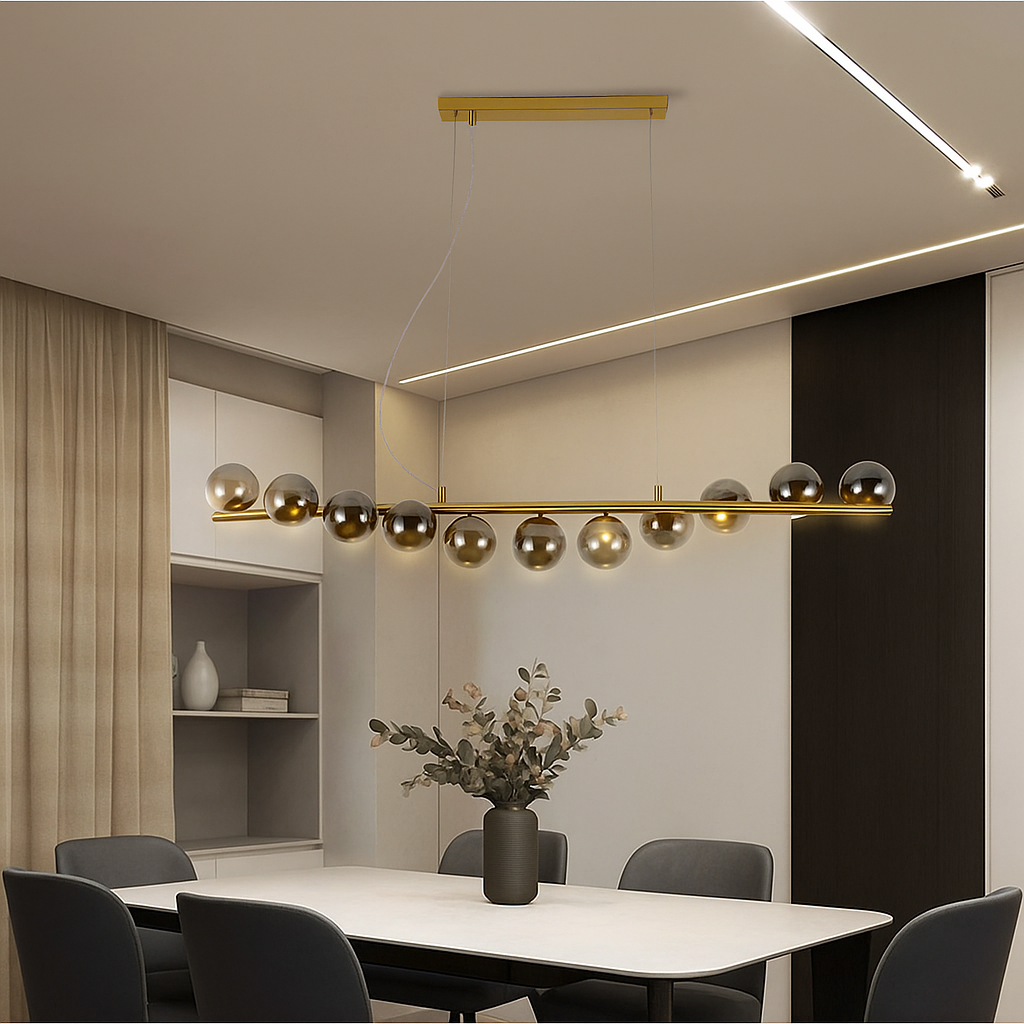 Gold Modern Nordic Smoke LED Chandelier 11 Balls 