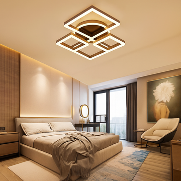 Lustra LED Patrate cu Telecomanda wifi 64cm Maro 2.4G lumina/rece/calda/neutra intensitate reglabila