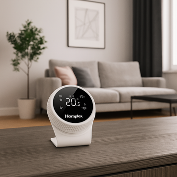 Room thermostat for central heating, wireless, Homplex NX1, programmable, white