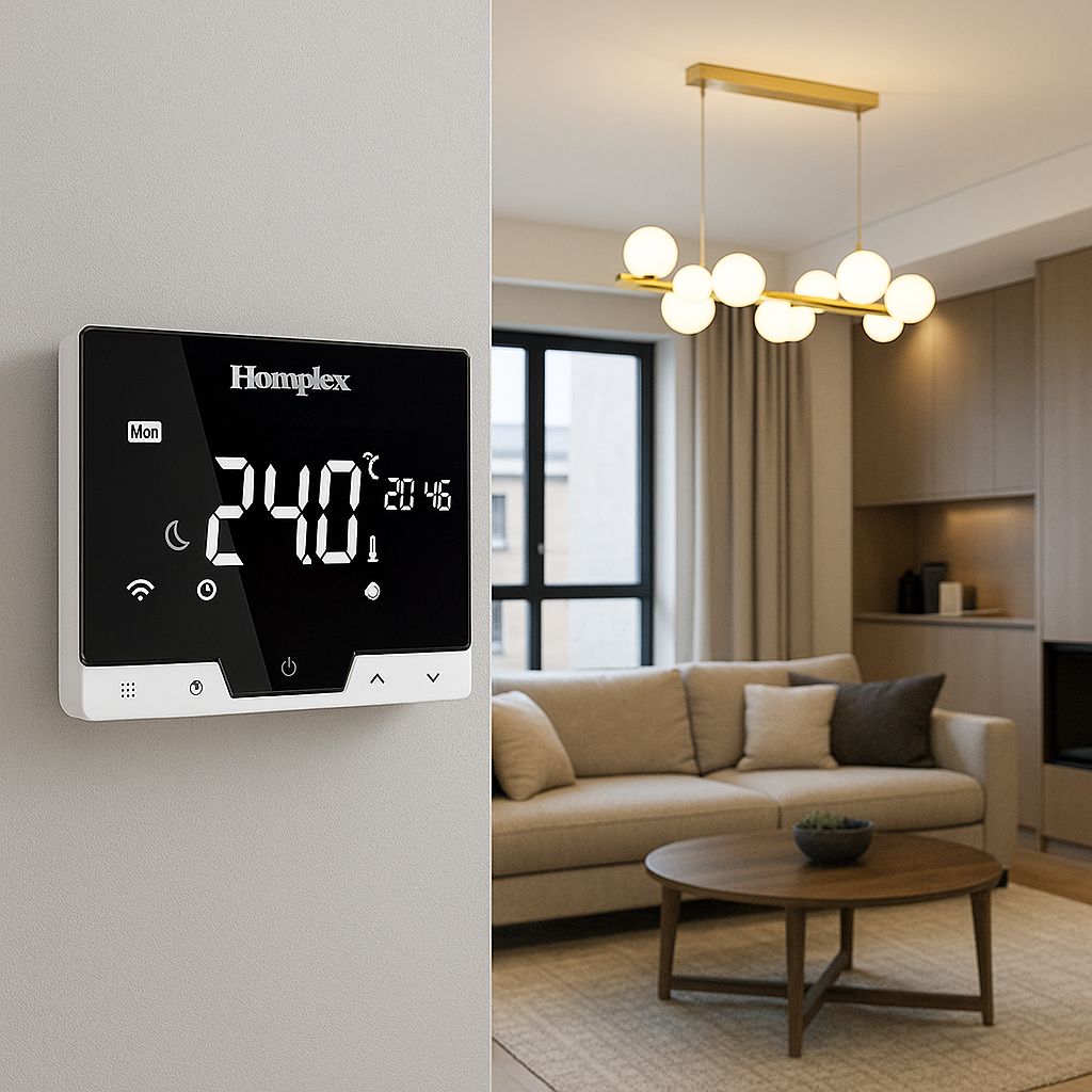 Homplex 19 black wireless smart thermostat programmable for central heating