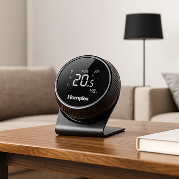 Room thermostat for central heating, wireless, Homplex NX1, programmable, black