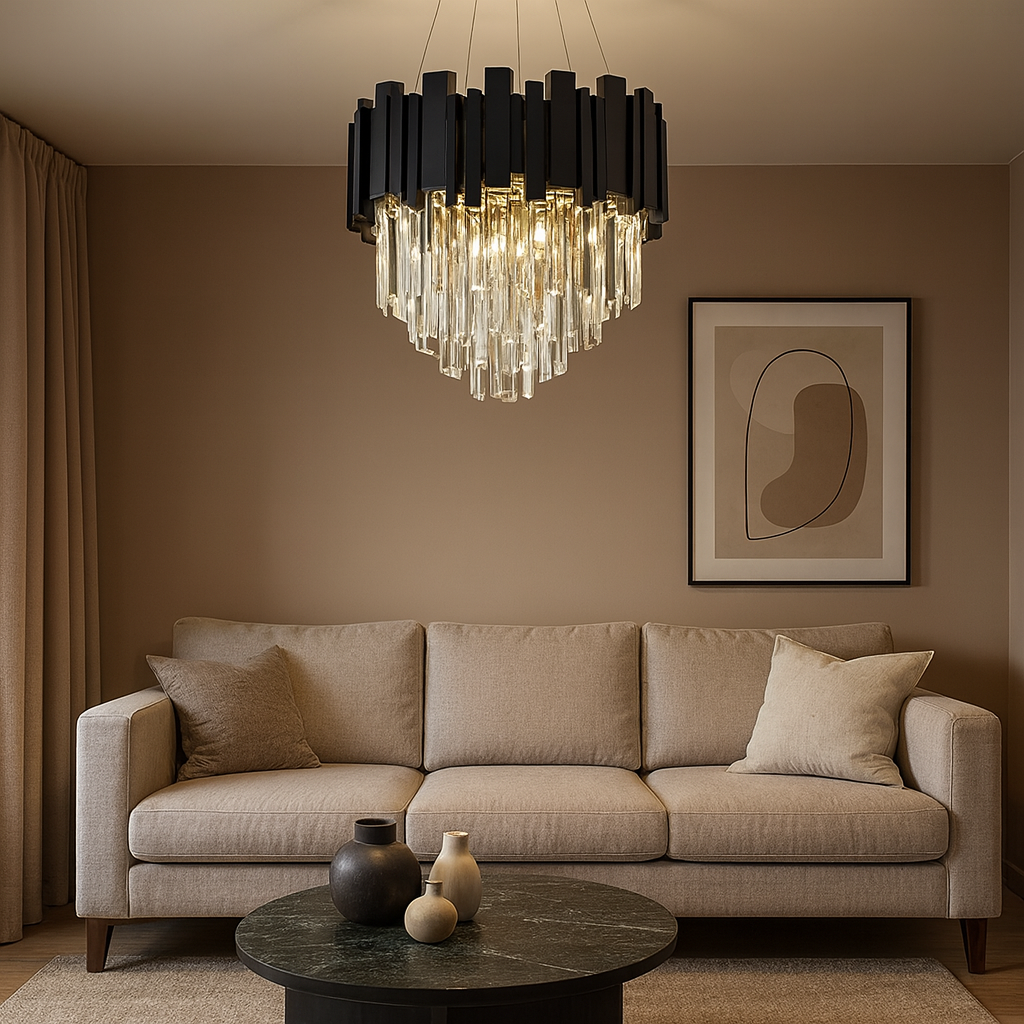 Crystal chandelier on chain? Black 3xE14/40W/230V Diameter 30cm 