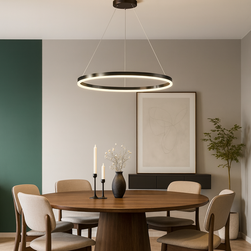 Minimalist ring LED chandelier with remote control