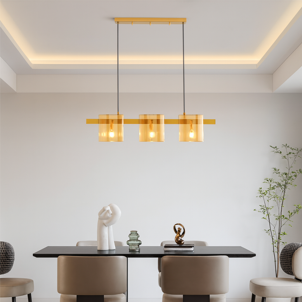 LED Chandelier Modern Polish GOLD Glass G9 X 3