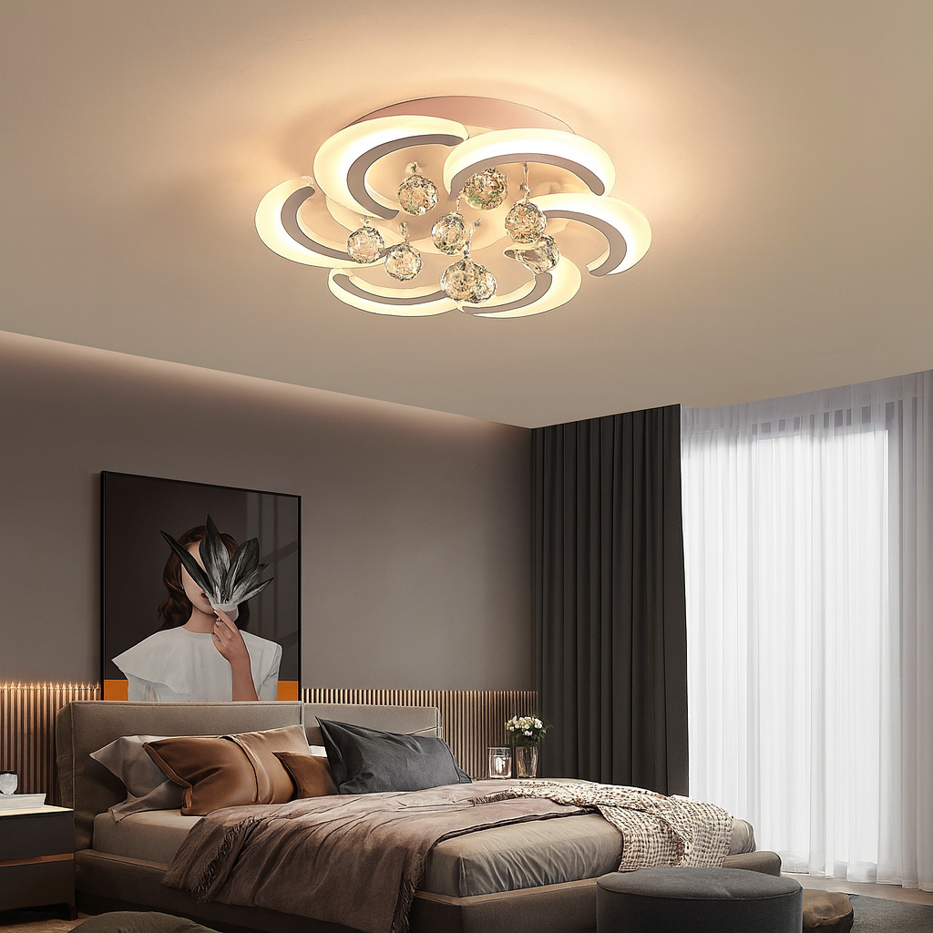 LED Chandelier with 6 Arms 2.4G wifi remote control light/cold/warm/neutral adjustable intensity