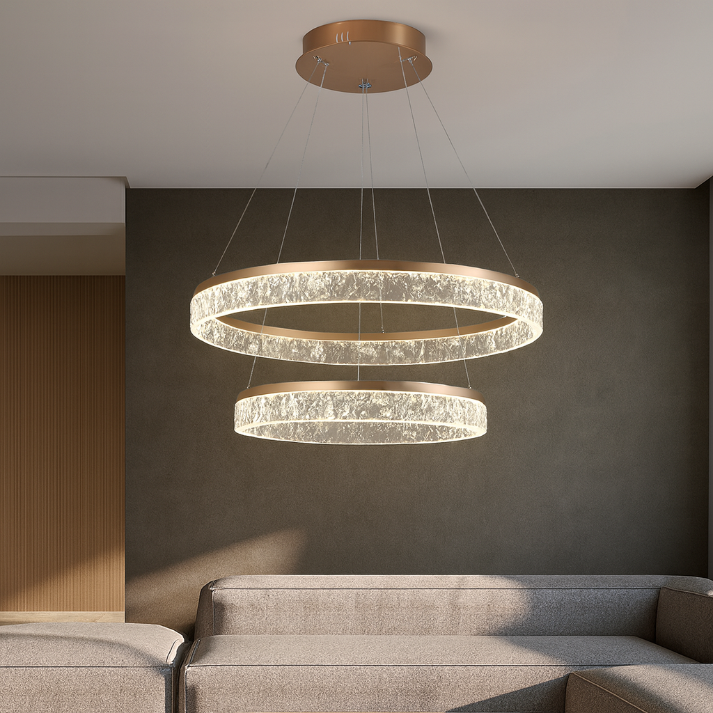 Lustra LED 40+60CMCu Telecomanda wifi 2.4G lumina/rece/calda/neutra intensitate reglabila