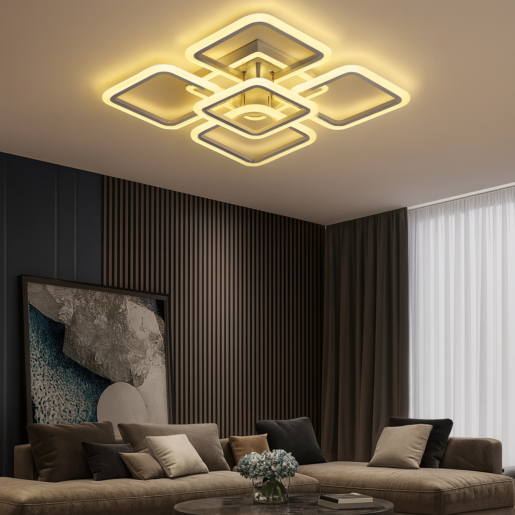 Lustra LED Moderna cu Telecomanda wifi 2.4G lumina/rece/calda/neutra intensitate reglabila Crom