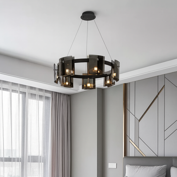 Lustra LED Modern Polish GOLD BLACK Glass G9 X 9