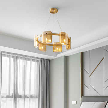 Lustra LED Modern Polish GOLD Glass G9 X 6
