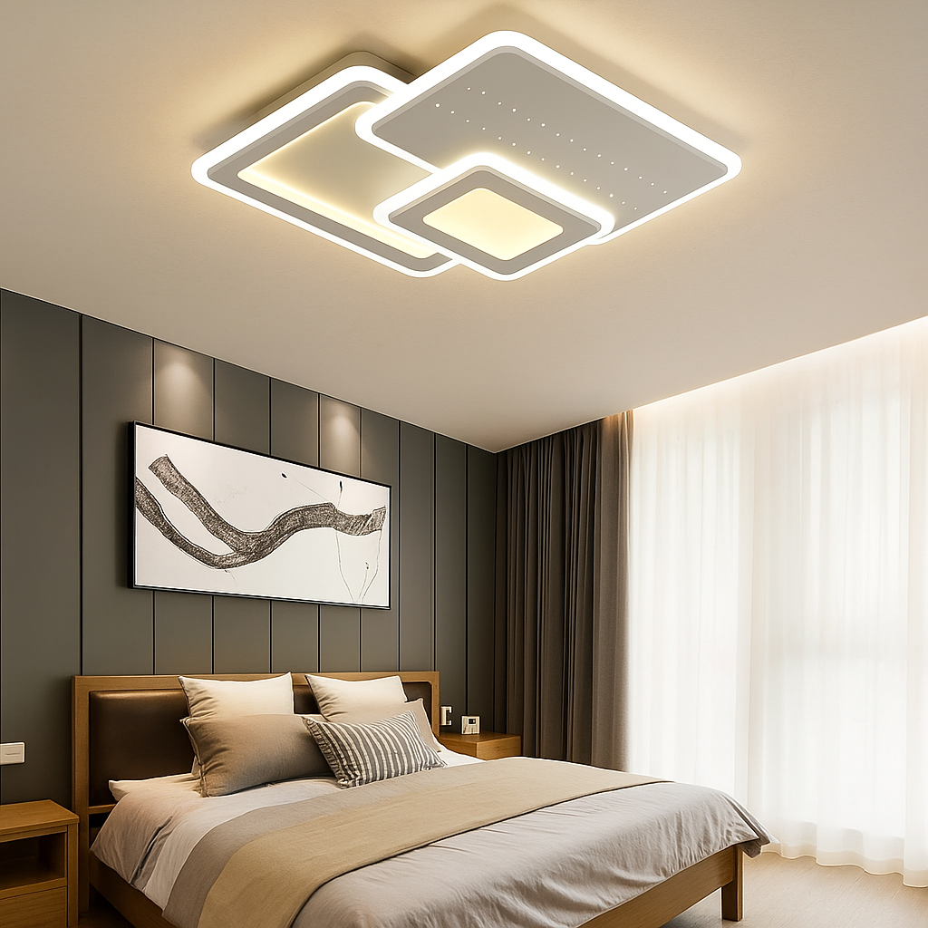 Lustra LED Patrata cu Telecomanda wifi 50cm 2.4G lumina/rece/calda/neutra intensitate reglabila