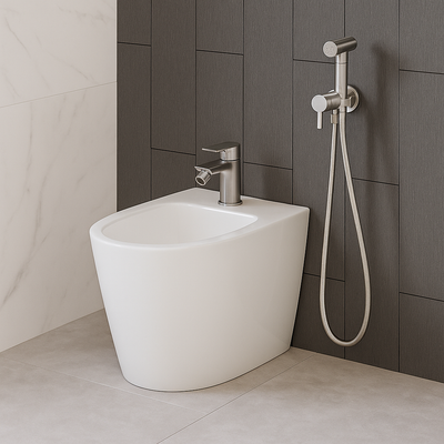 Baterie pentru bideu, ingropat, cu dus de mana tip bidetta, Deante