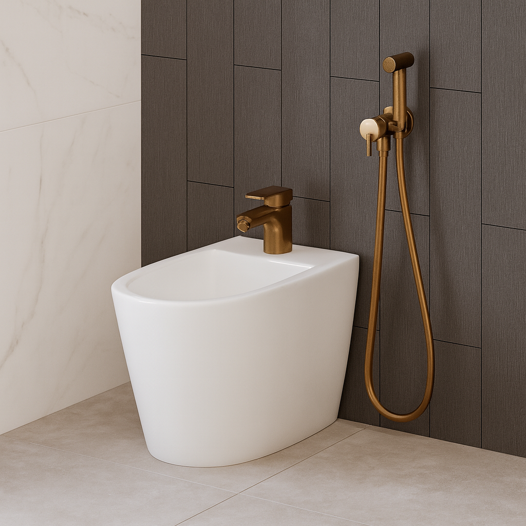 Bidet mixer, recessed, with bidet hand shower, Deante