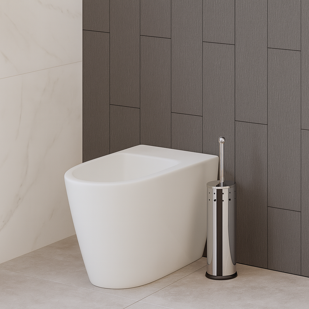 Perie WC Bisk Basic Square 04917, cu suport, crom