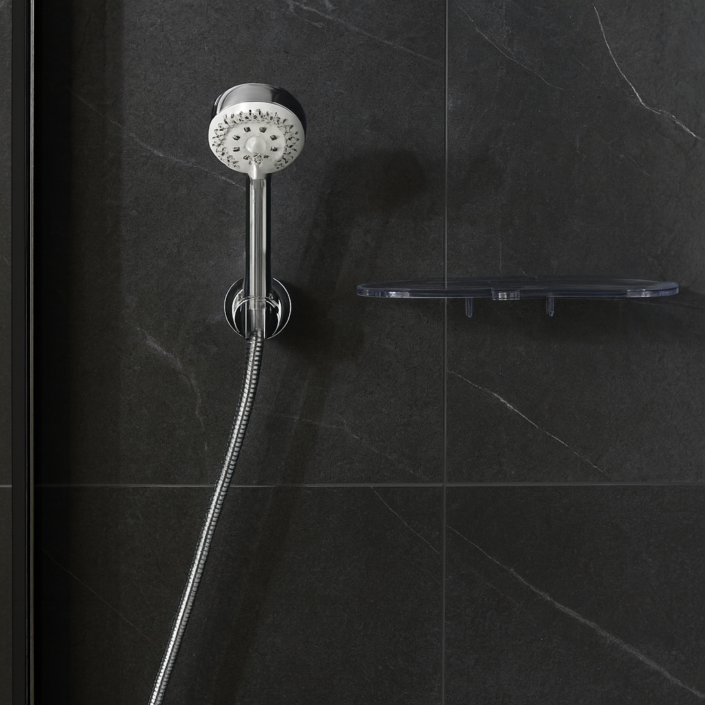 Kludi Logo 1S shower set with 1-jet shower head, 1.25 m hose, and hanger, chrome 
