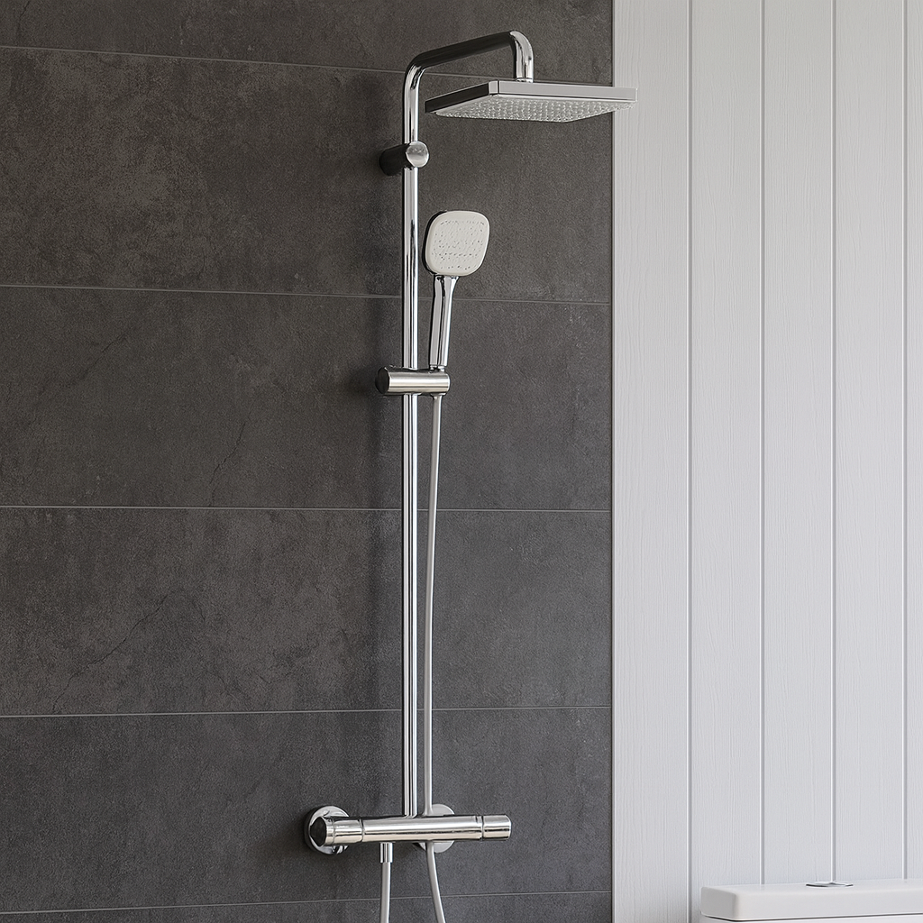 Sistem de dus Grohe Tempesta Cube 250, aparent, termostat, 250 mm, 1 functie, crom, 26689001