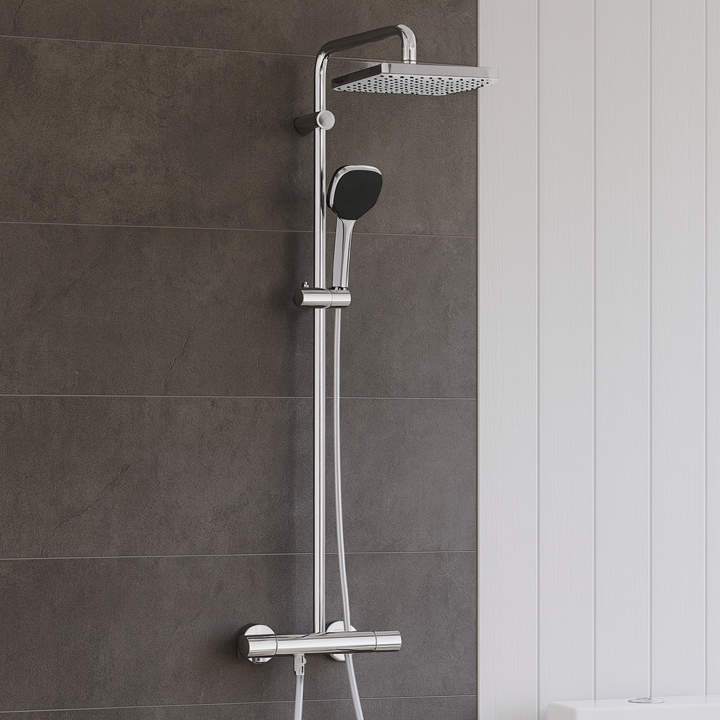 Sistem de dus Grohe Vitalio Cube 250, aparent, termostat, 250 mm, 1 functie, crom, 26696001