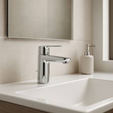Baterie lavoar Grohe Bau Edge S-Size, ventil pop-up, crom