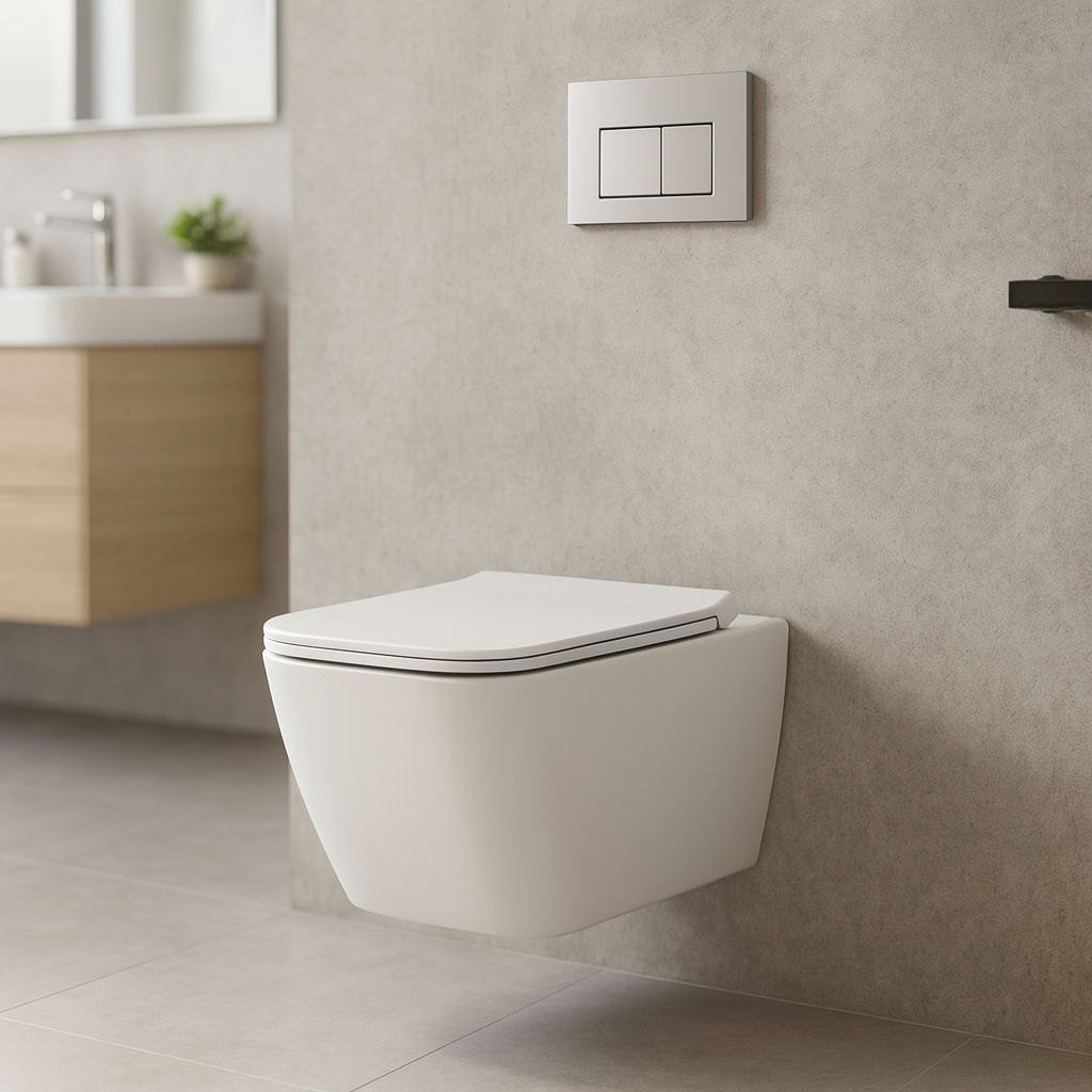 SET VAS WC suspendat Geberit Smyle Square Rimfree 54 x 36 cm si capac slim cu inchidere lenta, alb