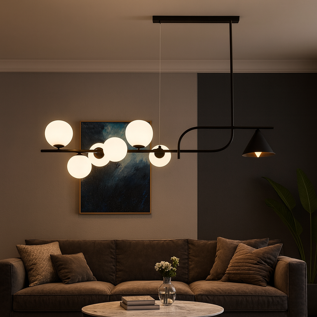 Lustra moderna cu glob alb mat DX1022/7 Black
