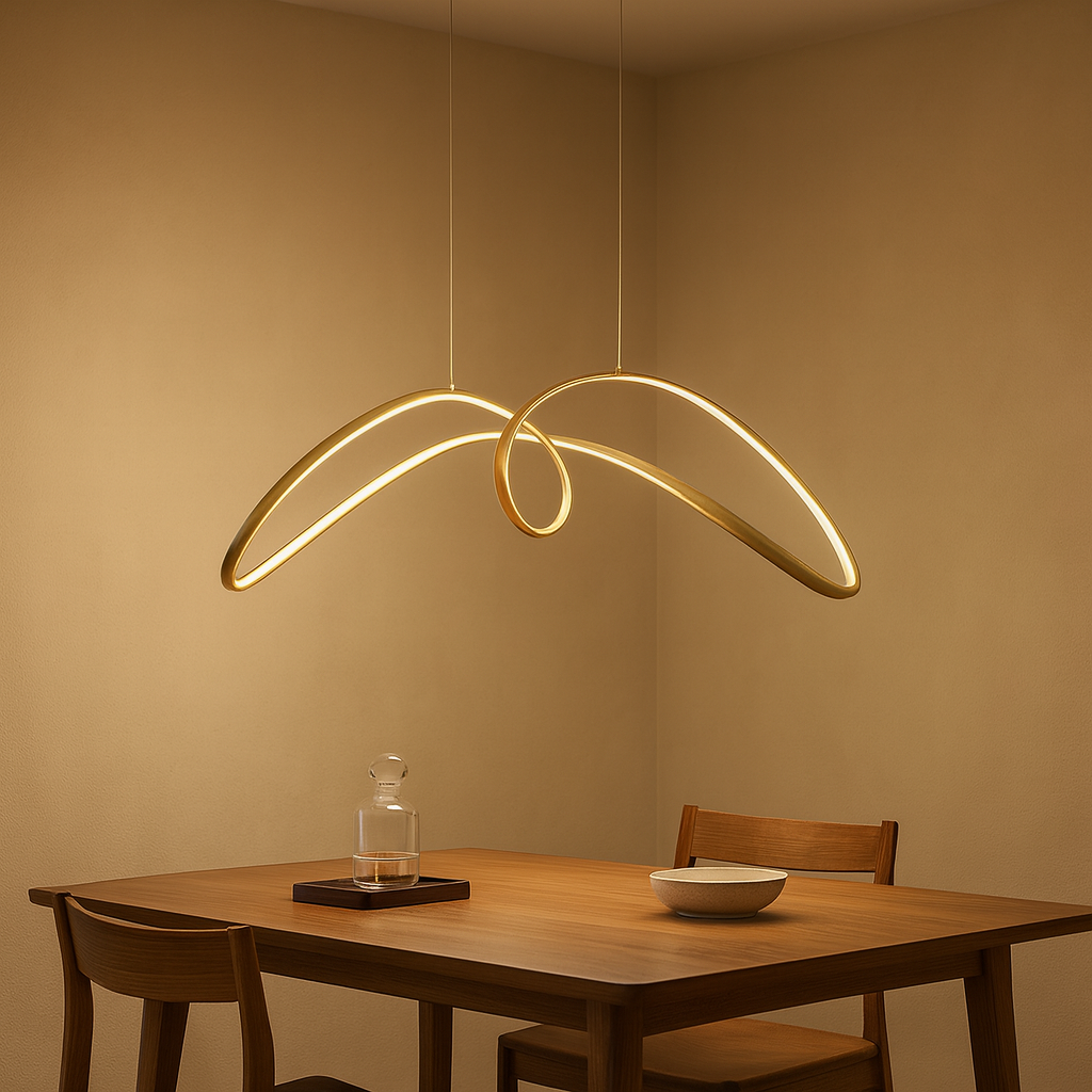 Lustra LED gold, telecomanda wifi 2.4G