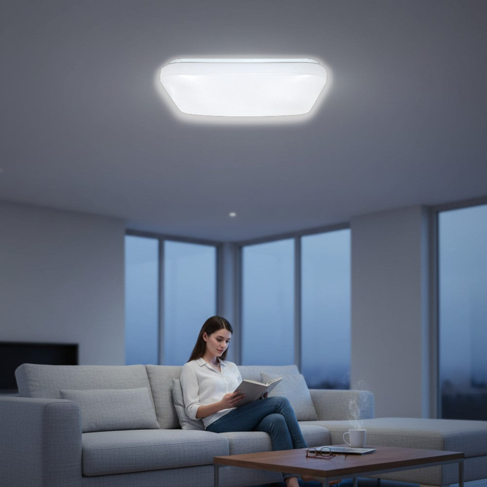 Plafoniera Slim Milky 12W=140W, 270x270x60mm, 6400K, lumina rece