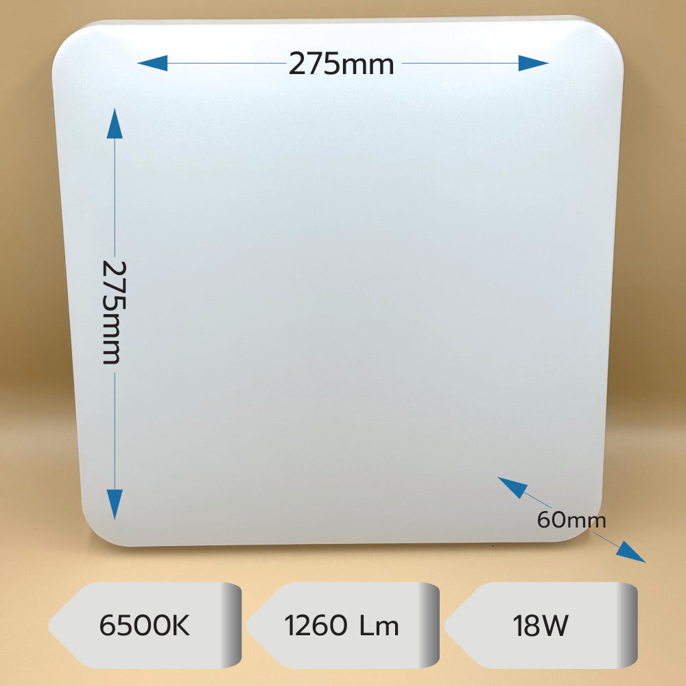 Plafoniera Led Slim Milky 18W=160W, 275x275 mm, 6500K, lumina rece