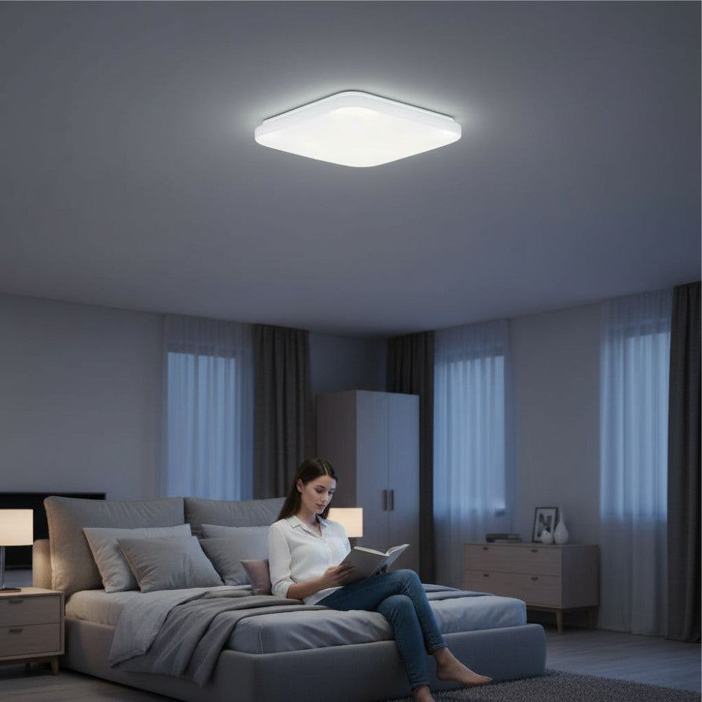 Plafoniera Slim Milky 32W=280W, 370x370 mm, 6500K, lumina rece