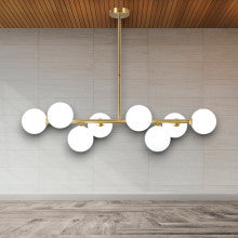 LUSTRA SUSPENDATA CU ABAJUR AETHER, 92 X 70 CM X GLOB O 13CM, 8X10W E27