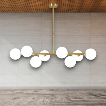 LUSTRA SUSPENDATA CU ABAJUR AETHER, 92 X 70 CM X GLOB O 13CM, 8X10W E27