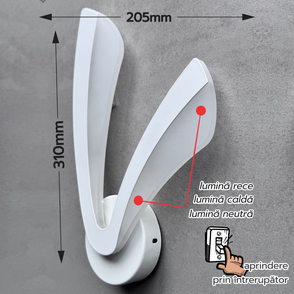 APLICA PERETE HEKTOR AJUSTABILA 15W/1200LM/3000K/4000K/6500K