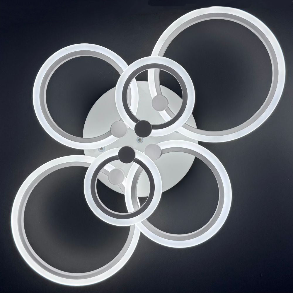 LUSTRA LED CERCURI 100W CU 6 BRATE 3 CULORI+IR 830mm x 140mm