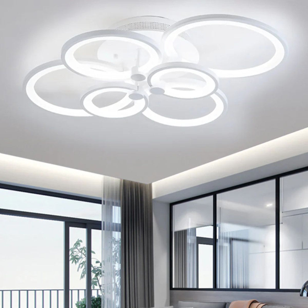 LUSTRA LED CERCURI 100W CU 6 BRATE 3 CULORI+IR 830mm x 140mm