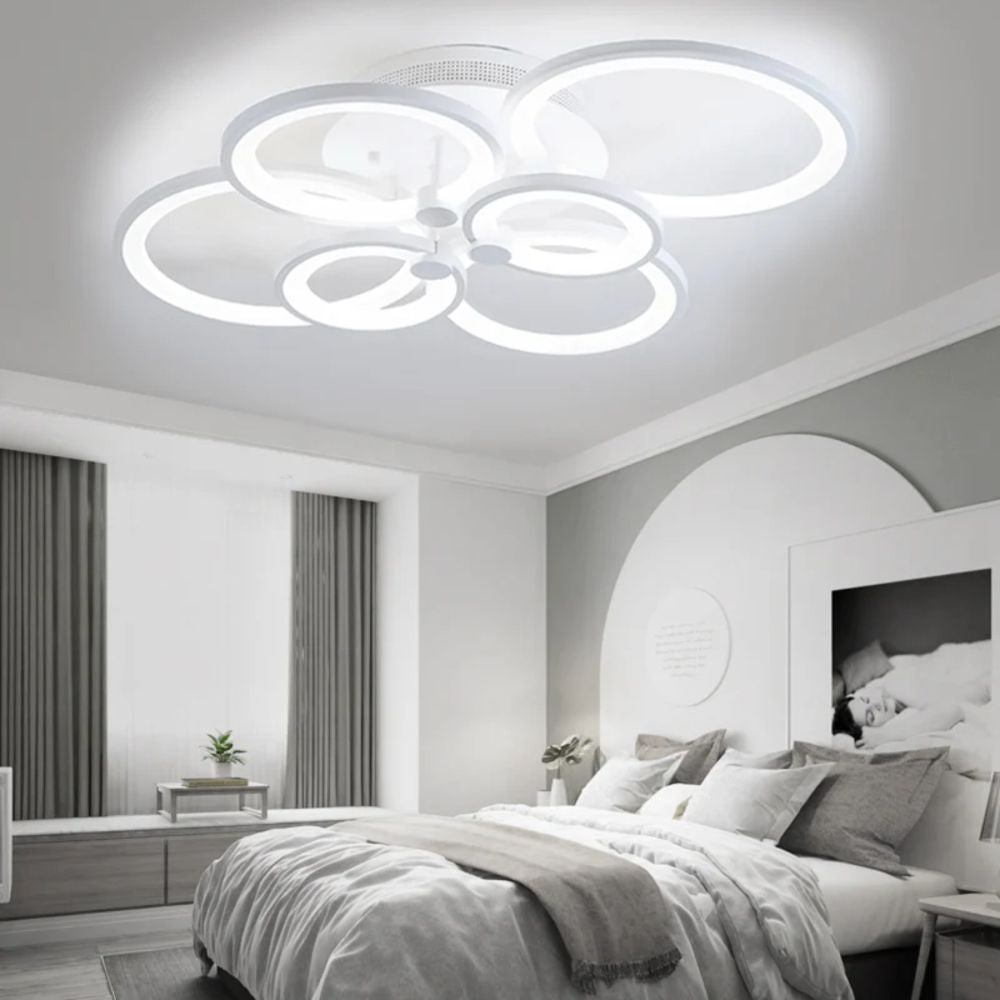LUSTRA LED CERCURI 100W CU 6 BRATE 3 CULORI+IR 830mm x 140mm