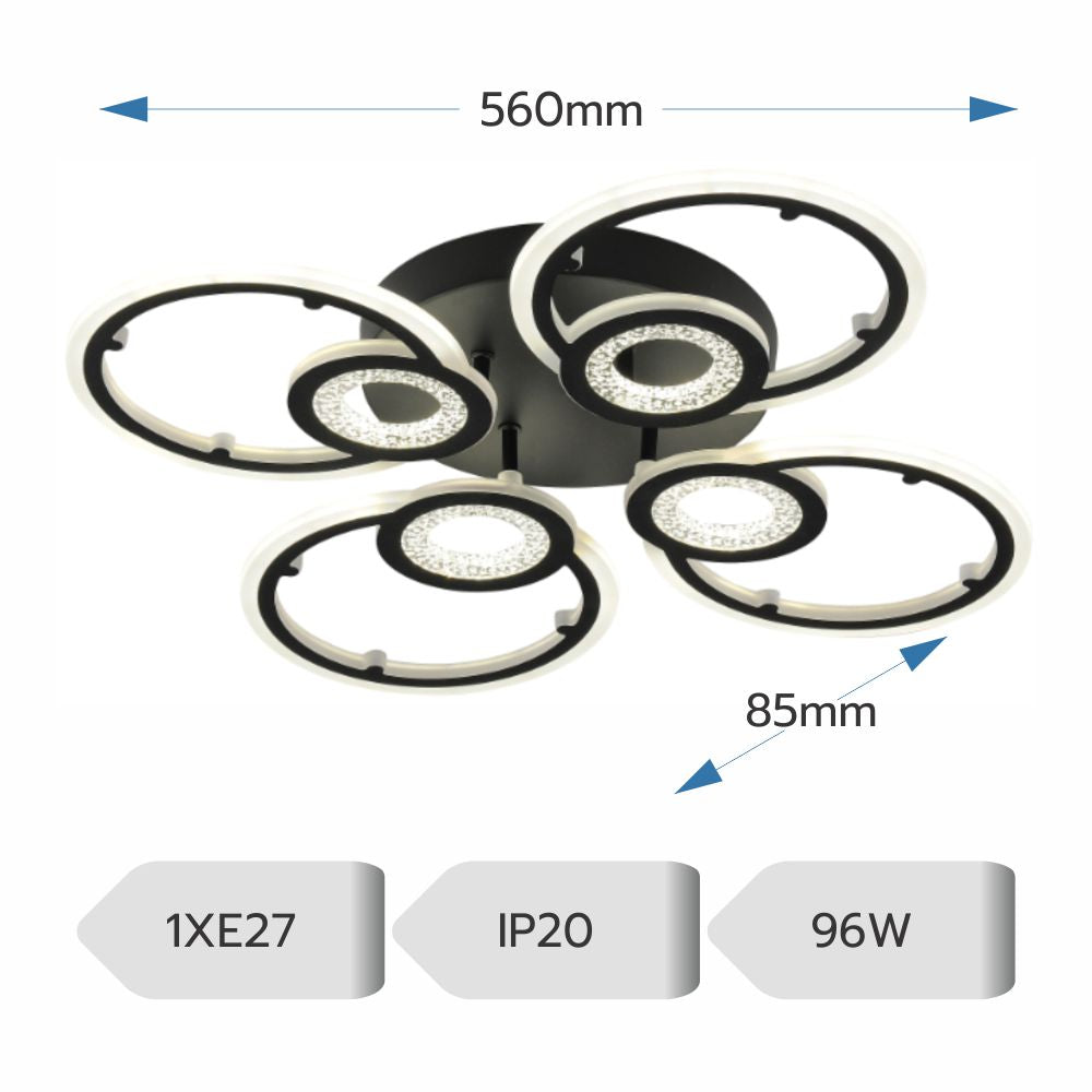 LUSTRA LED JUNO 96W CU 8 BRATE 3 CULORI+IR