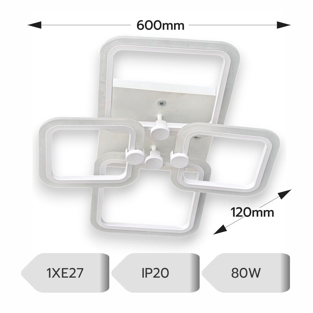 LUSTRA LED PATRATE 80W CU 4 BRATE 3 CULORI+IR 600x120mm