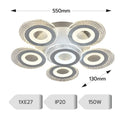 LUSTRA LED CERCURI 150W CU 6 BRATE 3 CULORI+IR 550x130mm
