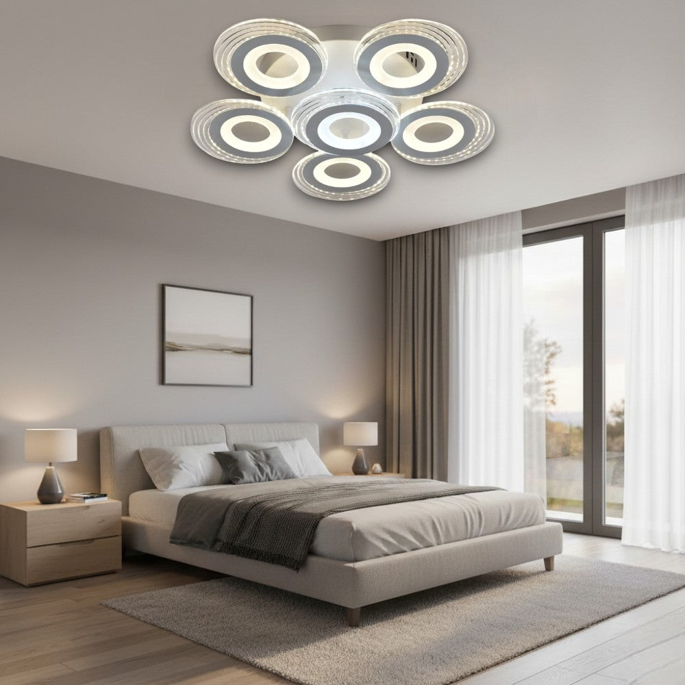 LUSTRA LED CERCURI 150W CU 6 BRATE 3 CULORI+IR 550x130mm