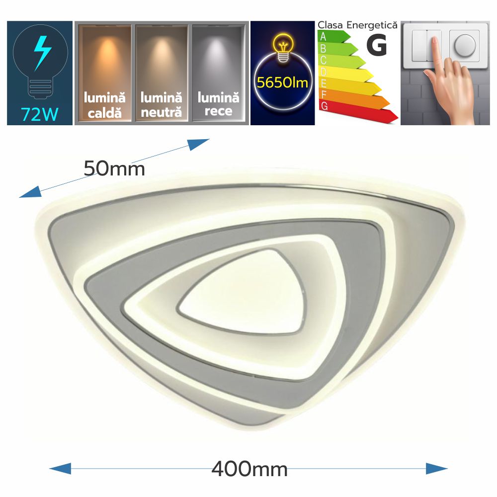 PLAFONIERA LED SPONDE 72W/5650LM 3000K/4000K/6500K 400X50MM